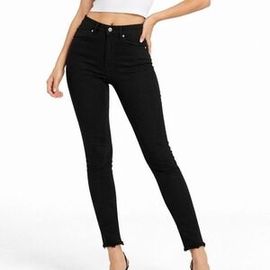 Baldwin Black Skinny Crop Raw Hem Jeans Size 25‎
